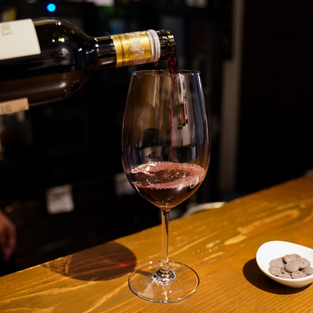 A glass, poured