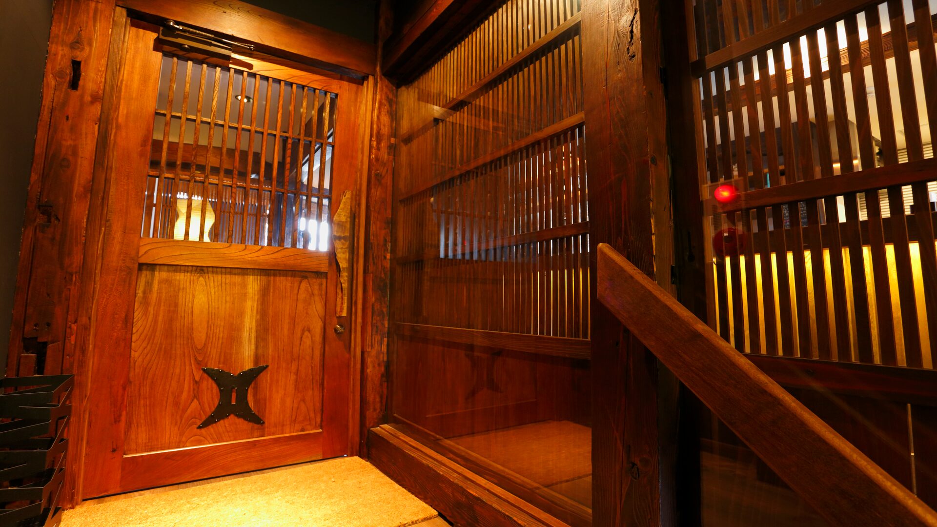 The stair and entrance to Wine Kura