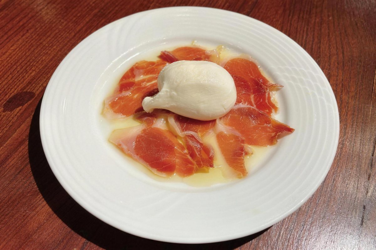 Cured ham and burrata